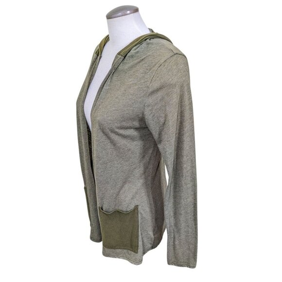 Soul Flower Womens S Olive Green Open Cardigan Hooded Eco Friendly Sustainable - Picture 4 of 6